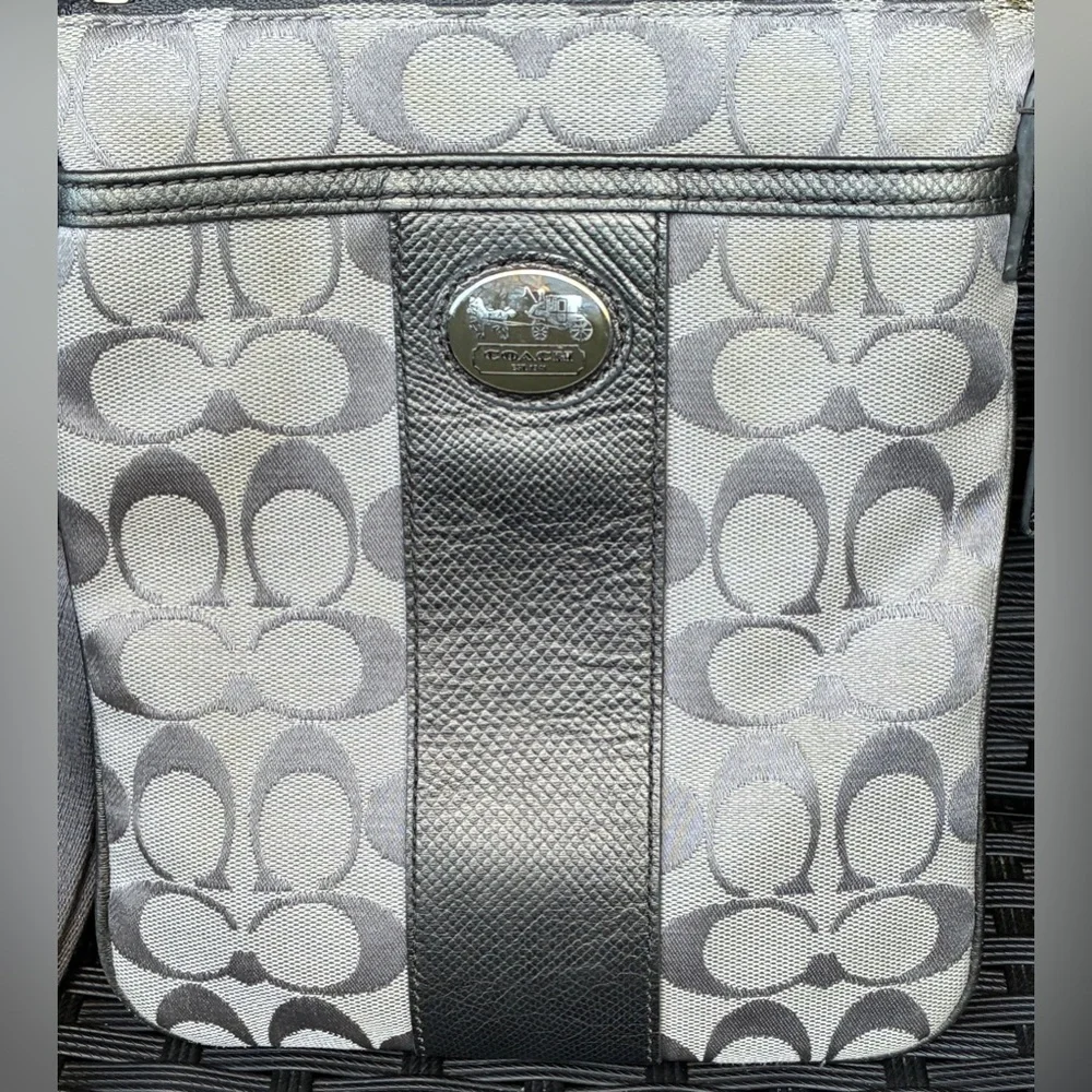 Coach Silver and Gray Signature Crossbody Bag